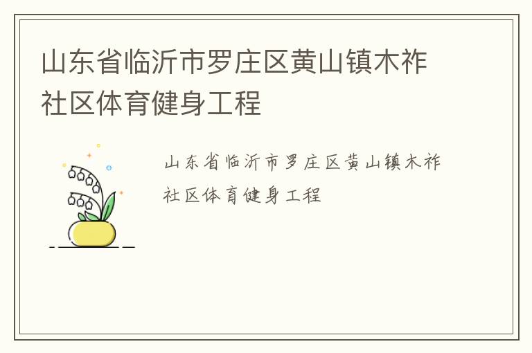 山東省臨沂市羅莊區(qū)黃山鎮(zhèn)木祚社區(qū)體育健身工程