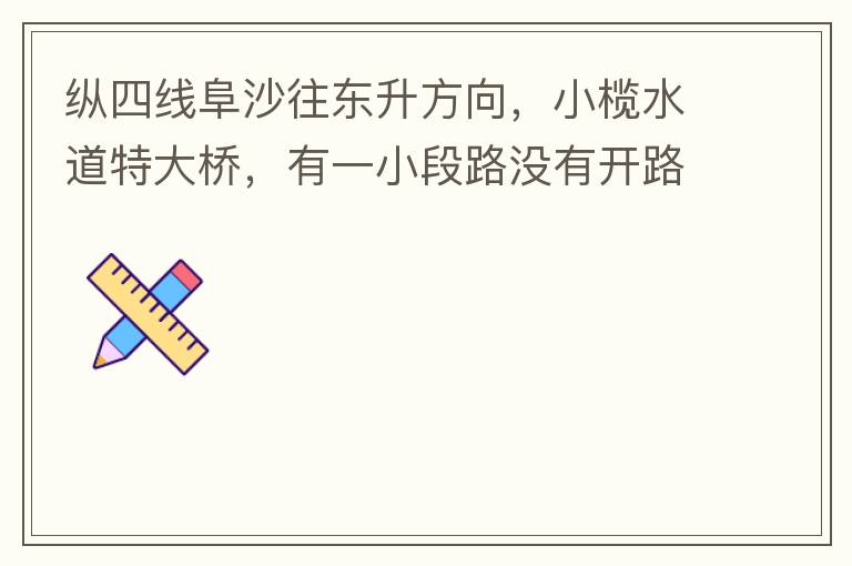 縱四線阜沙往東升方向，小欖水道特大橋，有一小段路沒有開路燈，阜沙往東升上橋的一小段路，沒有開，其他都開了，為什么這一段路不開，經(jīng)過的時(shí)候感覺很奇怪。