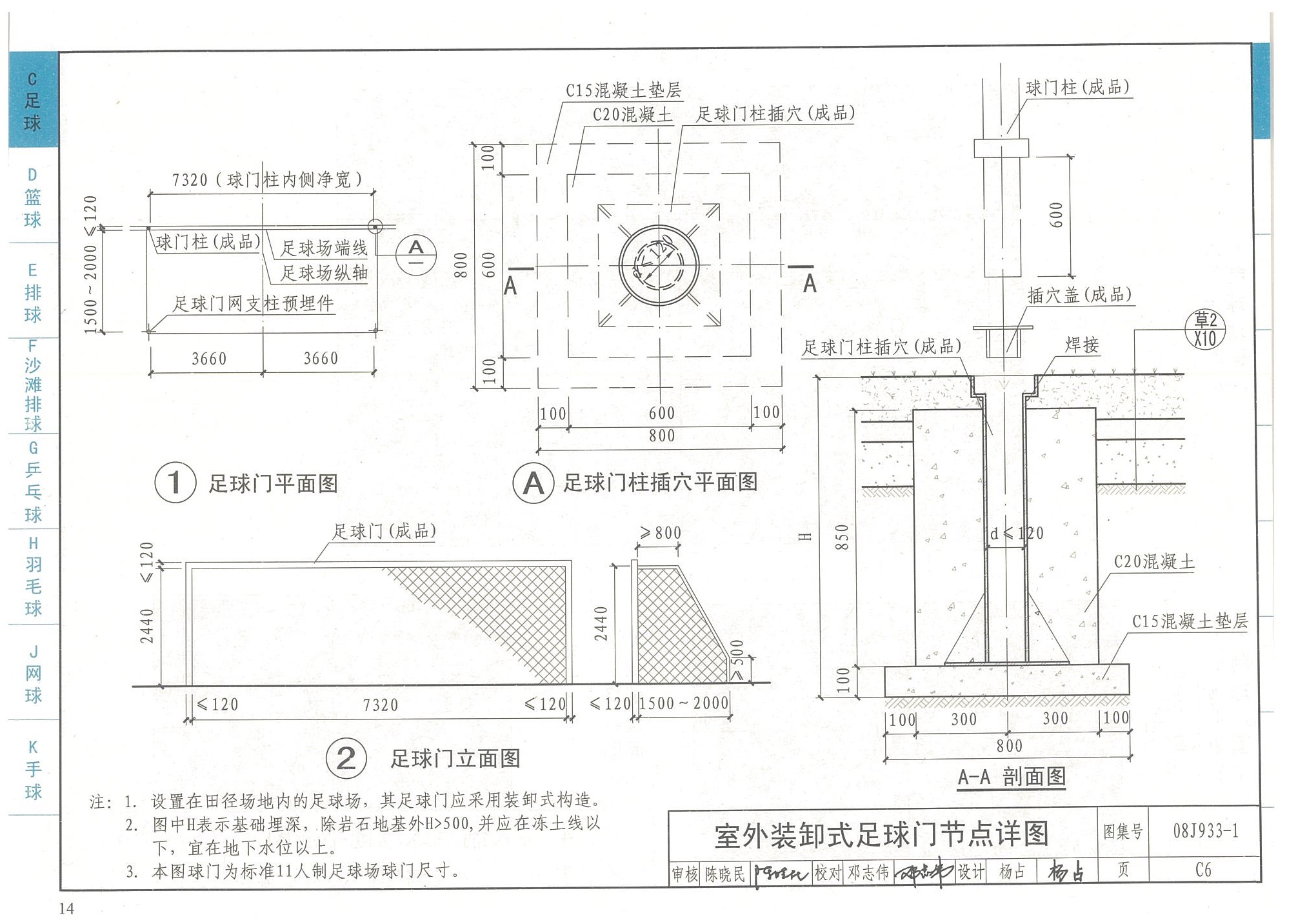 室外裝缷式足球門節(jié)點(diǎn)詳圖-國家建筑標(biāo)準(zhǔn)設(shè)計(jì)圖集08J933-1 室外裝缷式足球門節(jié)點(diǎn)詳圖-國家建筑標(biāo)準(zhǔn)設(shè)計(jì)圖集08J933-1
