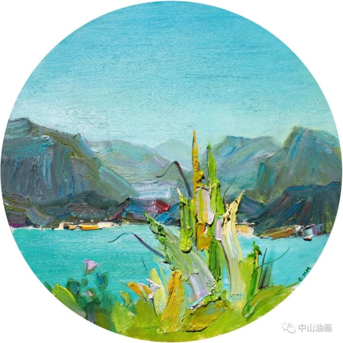 池海旻《心輕草亦香》布面油畫(huà)60cm直徑