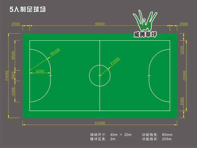 五人制籠式足球場(chǎng)尺寸圖