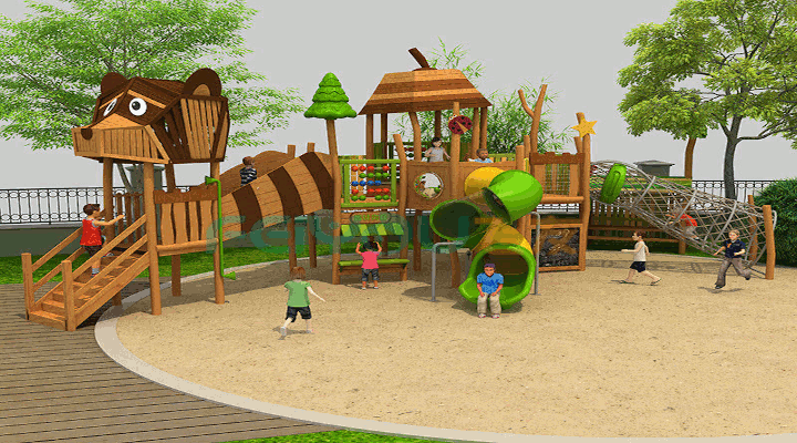 南方木制組合滑梯復古典雅是孩子們的最愛