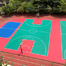 天津大港橡膠球場(chǎng)地面建設(shè)籃球場(chǎng)硅PU面漆施工